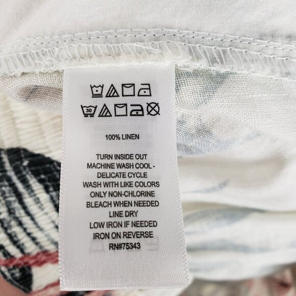 C&C California Wide Leg Linen Pull On Cropped Pants White Tropical Floral Size S - Picture 7 of 7